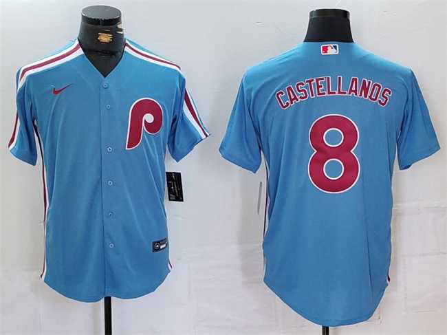 Mens Philadelphia Phillies #8 Nick Castellanos Blue Cool Base Stitched Jersey->philadelphia phillies->MLB Jersey